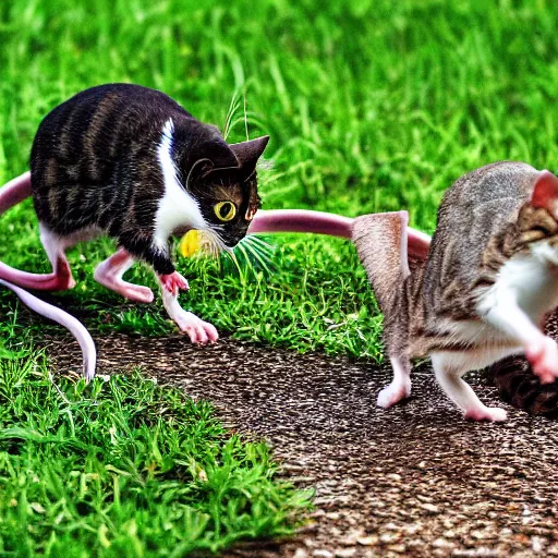Image similar to a mouse chasing a cat