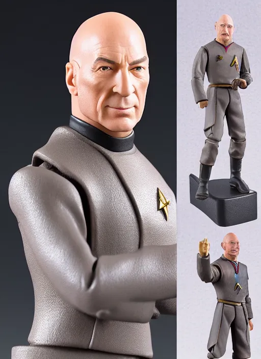 Image similar to 80mm resin detailed action figure of Captain Jean-Luc Picard, Product Introduction Photos, 4K, Full body