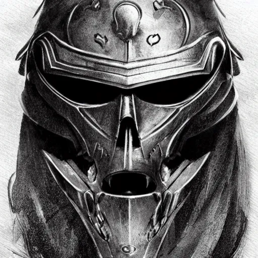 Image similar to crow skull knight helmet, headshot, side elevation, grimdark, fantasy, dark souls, b & w, concept art