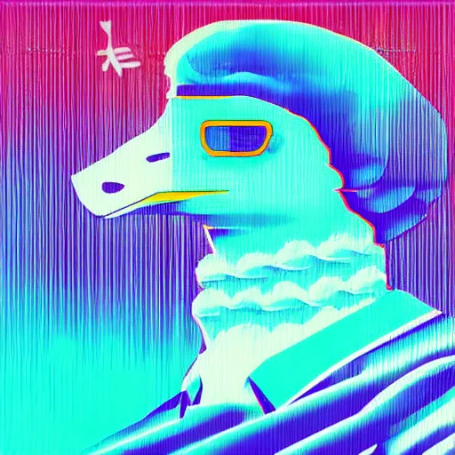 Prompt: vaporwave goose