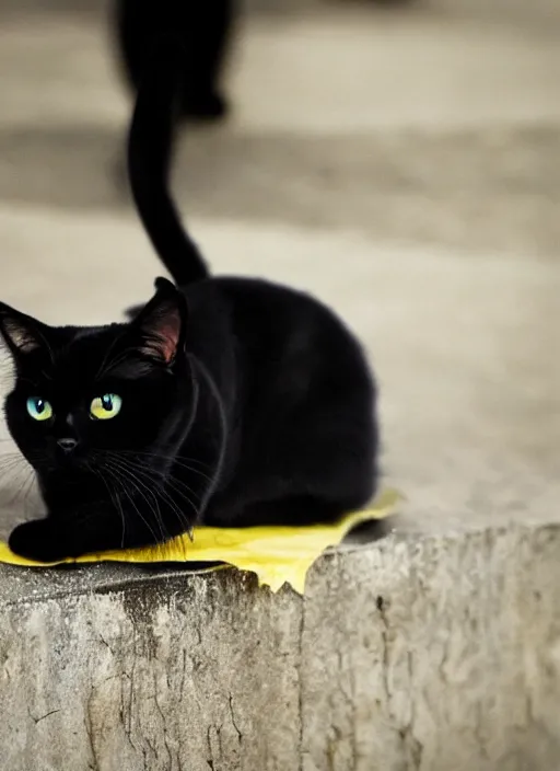 Image similar to a black cat yellow eyes like a mapet