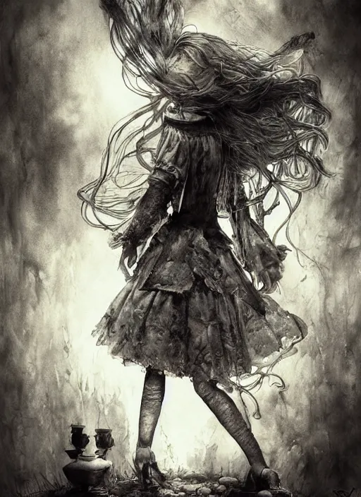 Prompt: portrait, grunge alice in wonderland, watercolor, dramatic lighting, cinematic, establishing shot, extremly high detail, foto realistic, cinematic lighting, pen and ink, intricate line drawings, by Yoshitaka Amano, Ruan Jia, Kentaro Miura, Artgerm, post processed, concept art, artstation, matte painting, style by eddie mendoza, raphael lacoste, alex ross