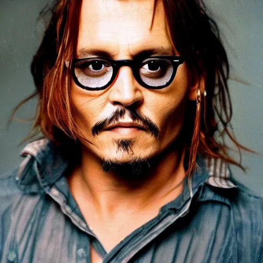 Image similar to photo of johnny depp with a ginger hair 2 1 year old girl studio portrait