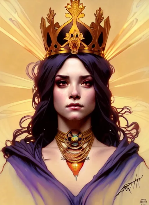 Image similar to ashley tervort as queen, incredibly detailed face, true anatomy, art by artgerm and greg rutkowski and alphonse mucha