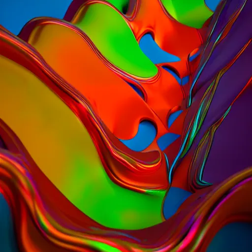 Image similar to : colorful abstract melty sculpture on the wall in modern architecture, cinematic lighting, hyper - realistic, detailed, render by c 4 d octane, unreal engine, 8 k 3 d render