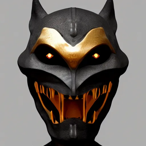 Prompt: a vampire bat crusader mask, epic scale, character concept art, face symmetry, intricate accurate details, artstation trending, octane render, cinematic color grading, soft light, rule of thirds, golden ratio, like a professional model, cinematic, 8 k, clear.