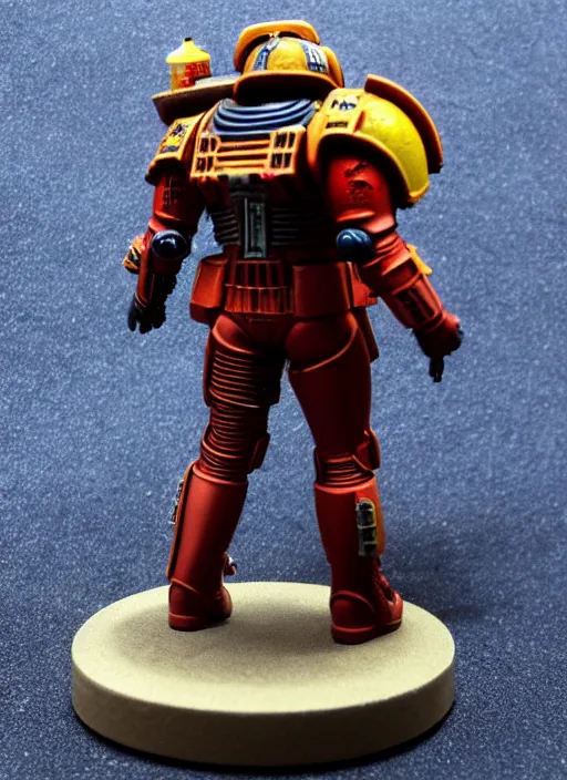 Image similar to 8 0 mm resin detailed miniature of elon musk as a warhammer 4 0 k space marine, product introduction photos, 4 k, full body,