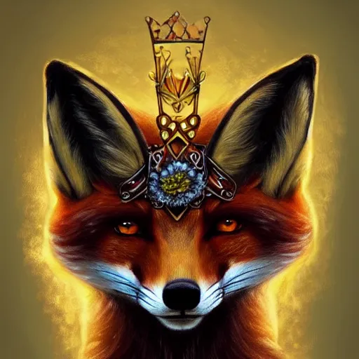 Image similar to portrait of a fox wearing a tiara, wreath flowers, fantasy art, d & d, trending on artstation, beautiful art, intricate, elegant, highly detailed, digital painting, concept art, smooth, sharp focus, illustration