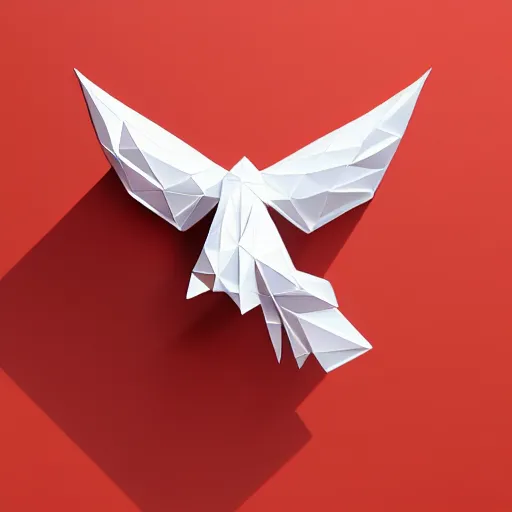 Image similar to low poly, vector, white eagle icon, in a book, red background, cgsociety, artstation, octane render