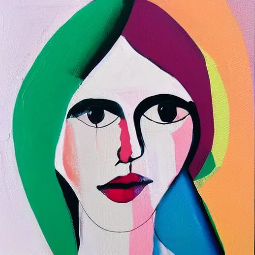 Prompt: chic boho portrait painting of a woman, Abstract Art, Art Print, by Gary Hume, trending on Saatchi Art