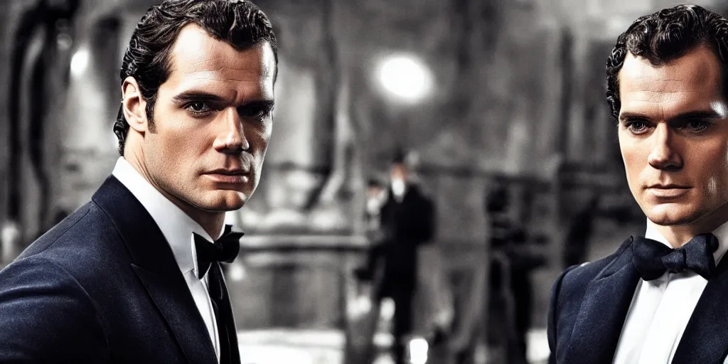 Prompt: still from henry cavill as james bond, amazing detail, sony fx - 3 cinema line camera