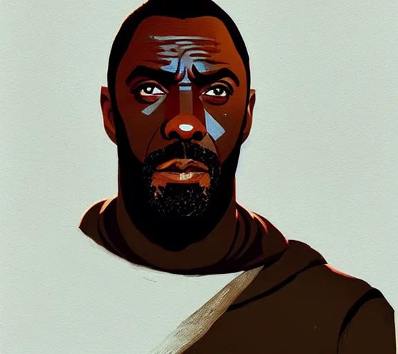 Image similar to portrait of portrait, idris elba as a kind king, by atey ghailan, by greg rutkowski, by greg tocchini, by james gilleard, by joe fenton, by kaethe butcher, by ashley wood, dynamic lighting, gradient light blue, brown, blonde cream and white color scheme, grunge aesthetic