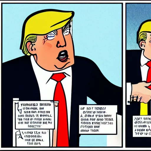 Prompt: donald trump in a comic by chris ware