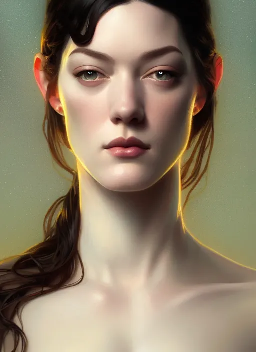 Image similar to symmetry portrait of stoya, intricate, elegant, highly detailed, digital painting, artstation, concept art, smooth, sharp focus, illustration, art by artgerm and greg rutkowski and alphonse mucha, 8 k