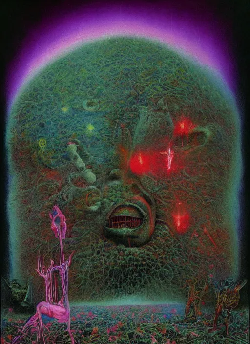 Image similar to alex jones by lisa frank and zdzislaw beksinski