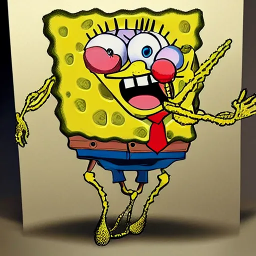 Image similar to ultra realistic portrait painting of spongebob squarepants, art by frank frazetta, 4 k, ultra realistic, highly detailed, epic lighting