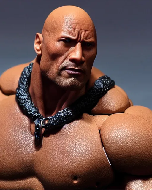 Image similar to close up shot of dwayne johnson action figure. dnd, high fantasy. royo, artgem, wlop