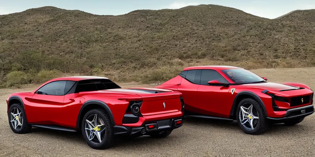 Prompt: “2022 Ferrari Pickup Truck”
