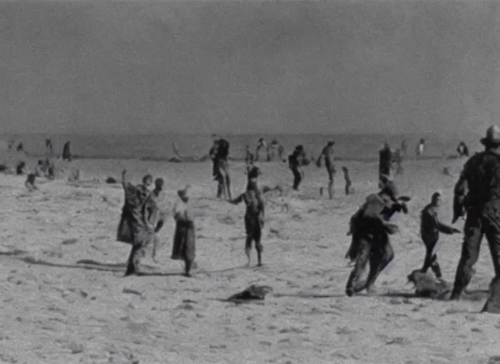 Prompt: scene from the 1 9 2 9 post - apocalyptic science fiction drama film on the beach