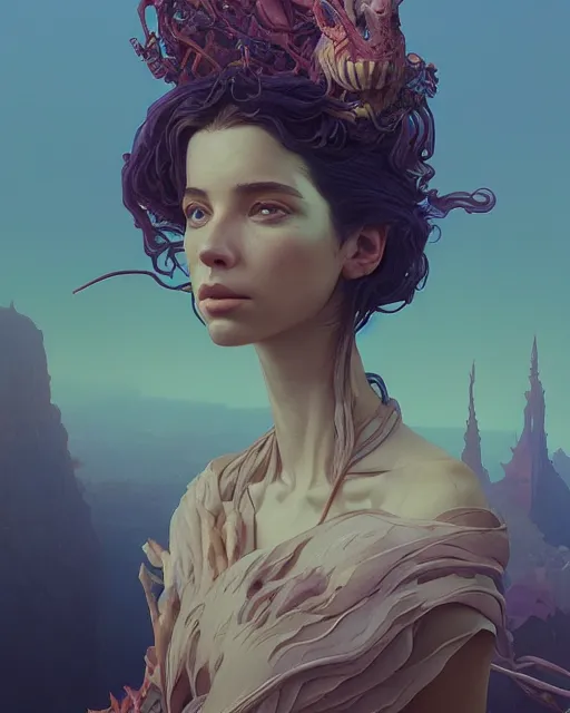 Image similar to highly detailed surreal vfx portrait of sophia gomez, stephen bliss, unreal engine, greg rutkowski, loish, rhads, beeple, makoto shinkai and lois van baarle, ilya kuvshinov, rossdraws, tom bagshaw, alphonse mucha, global illumination, detailed and intricate environment