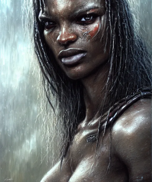 Image similar to a portrait of the predator by chris ayers, oil on canvas, deep depth field, masterpiece, by luis royo, trending on artstation, featured on pixiv, cinematic composition, hyper - detailed, hd, hdr, 4 k, 8 k