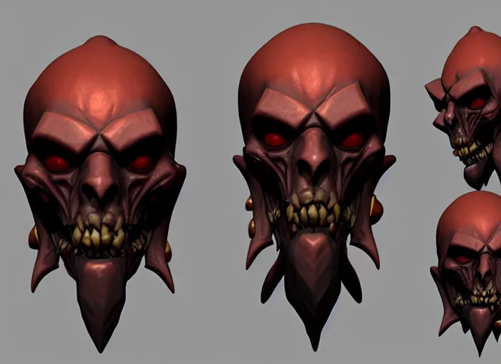 Image similar to necromancer head, stylized stl, 3 d render, activision blizzard style, hearthstone style, darksiders art style, greg rutkowski style