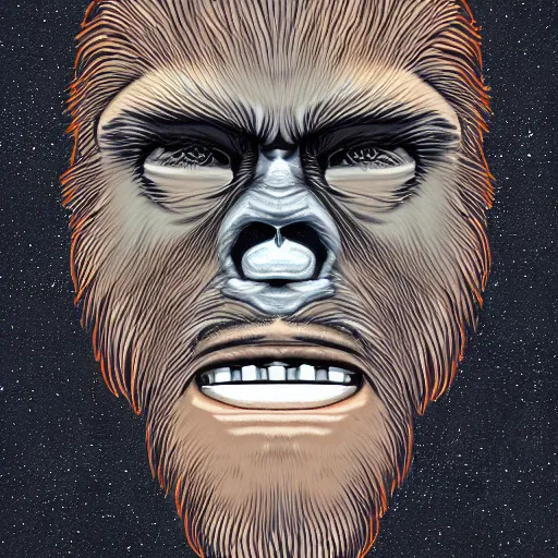 Image similar to full portrait of bigfoot, digital illustration