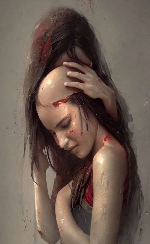 Image similar to The most beautiful arabian girl in the world crying blood ,digital art,ultra realistic,ultra detailed, ultra wide Lens, art by greg rutkowski