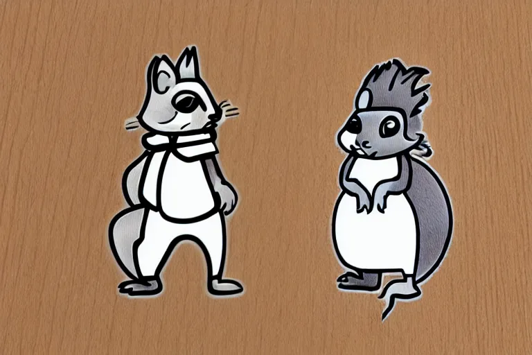 Prompt: a die cut sticker of a squirrel dressed as a pimp