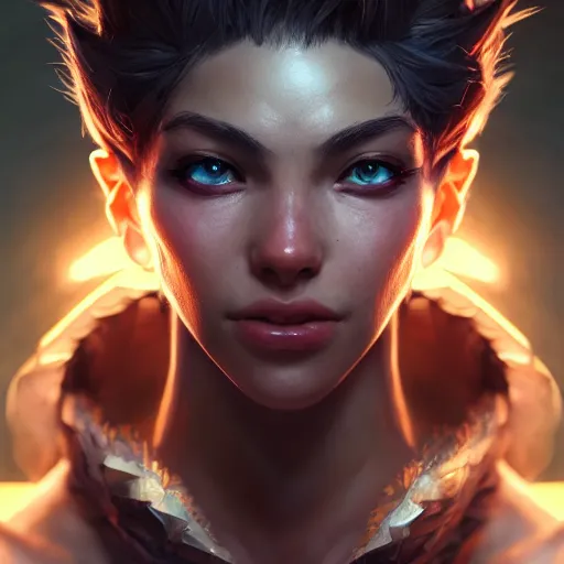 Image similar to league of legends portrait, au naturel, hyper detailed, digital art, trending in artstation, cinematic lighting, studio quality, smooth render, unreal engine 5 rendered, octane rendered, art style by klimt and nixeu and ian sprigger and wlop and krenz cushart.