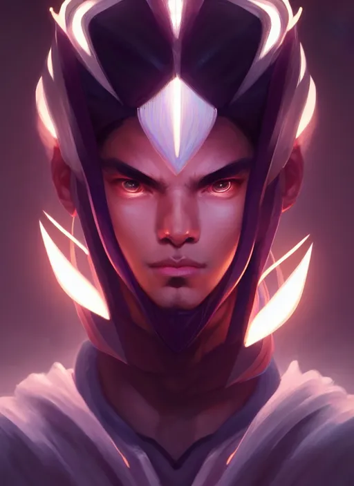 Image similar to symmetry!! portrait of yasuo, league of legends, tech wear, glowing lights!! intricate, elegant, highly detailed, digital painting, artstation, concept art, smooth, sharp focus, illustration, art by artgerm and greg rutkowski and alphonse mucha