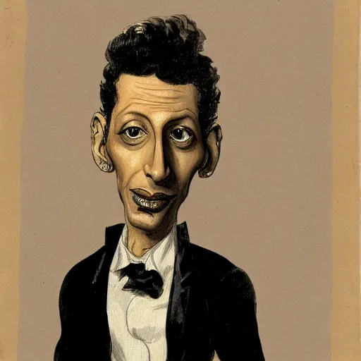 Image similar to a caricature of Jeff Goldblum drawn by Honoré-Victorin Daumier
