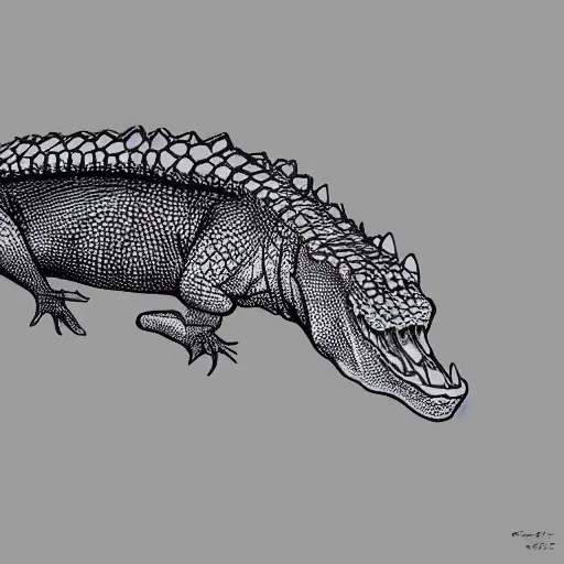 Image similar to crocodile minimal symmetric painting by afshar petros and aoshima chiho, matte background, sharp contours, minimalist trending on artstation