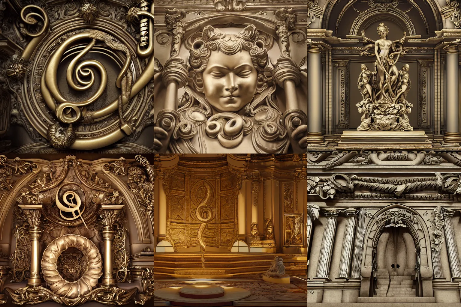 Prompt: an epic treble clef and sheet music baroque statue devoted to the gods of music, gi, global illumination, physically based rendering, photoreal, small details, intricate