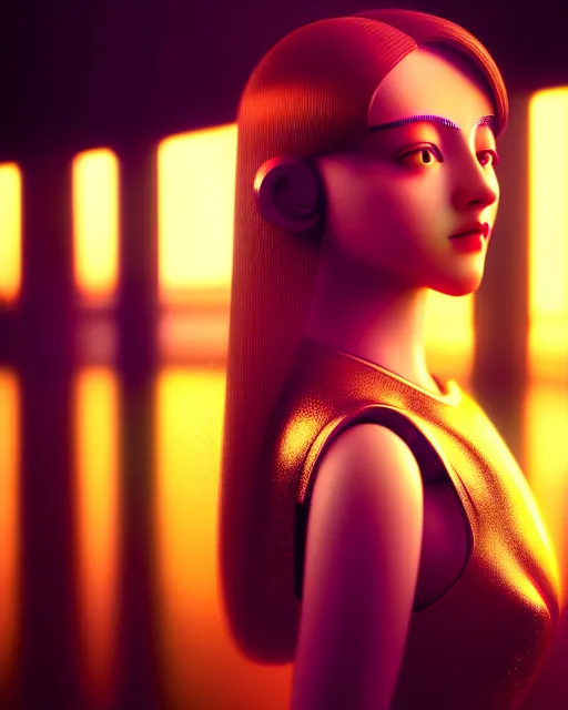 Image similar to dreamy young beautiful female artificial intelligence, metropolis, cinematic, rim light, bokeh, photo - realistic, elegant, high detail, 8 k, masterpiece, photo taken in 1 9 3 0