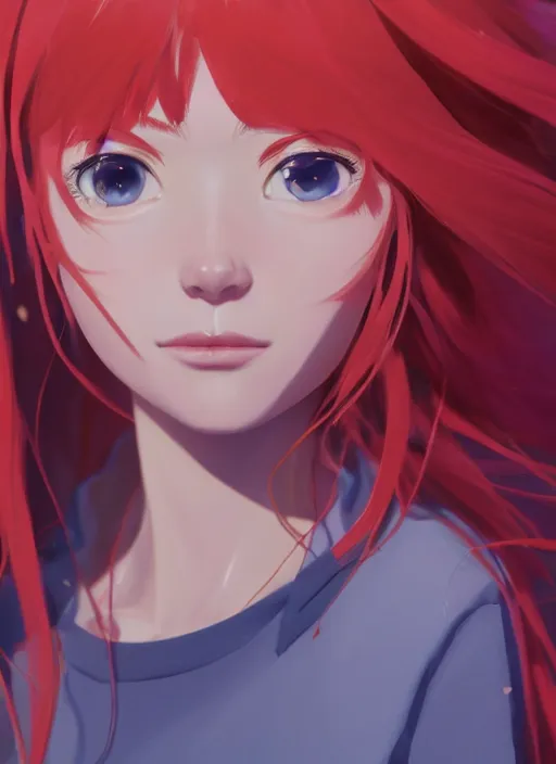 Image similar to highly detailed portrait of asuka langley soryu, stephen bliss, unreal engine, loish, rhads, makoto shinkai and lois van baarle, ilya kuvshinov, global illumination, radiant light, detailed and intricate environment