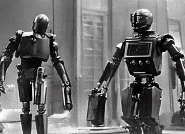 Image similar to scene from the 1 9 1 7 science fiction film robocop