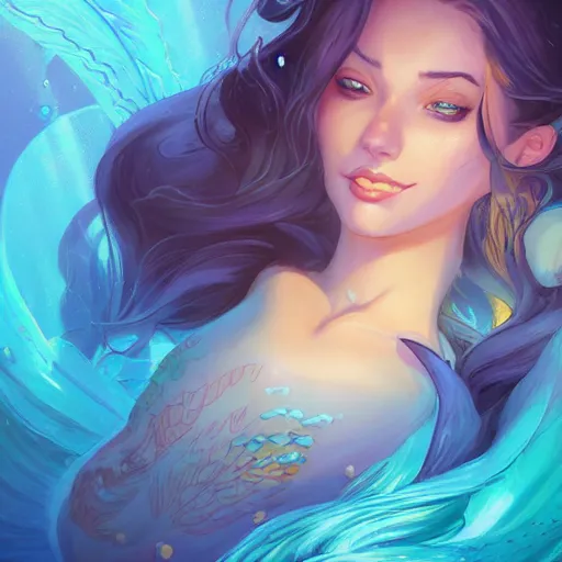 Prompt: a portrait of a beautiful april o'neil mermaid, art by lois van baarle and loish and ross tran and rossdraws and sam yang and samdoesarts and artgerm and saruei, digital art, highly detailed, intricate, sharp focus, trending on artstation hq, deviantart, unreal engine 5, 4 k uhd image