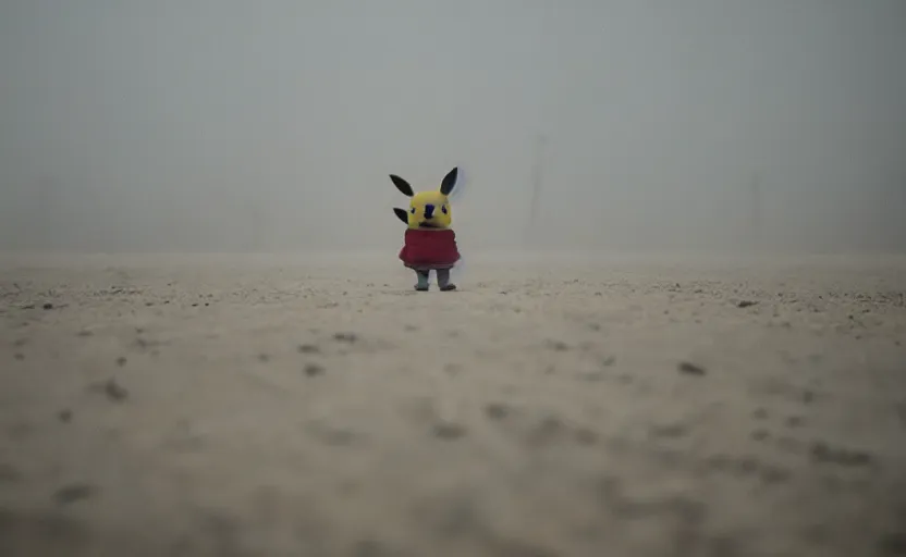 Image similar to cinestill 5 0 d candid photographic portrait by helen levitt of pikachu on a desolate plain, extreme closeup, modern cyberpunk moody emotional cinematic, dust storm, 8 k, hd, high resolution, 3 5 mm, f / 3 2, ultra realistic faces, detective pikachu