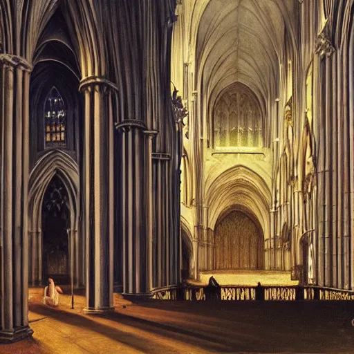 Image similar to a flooded gothic cathedral made of ivory and gold filigree, film still by edward hopper, by Bosch, by klimt, art noveau, highly detailed, strong lights, liminal, eerie, Bright pastel colors