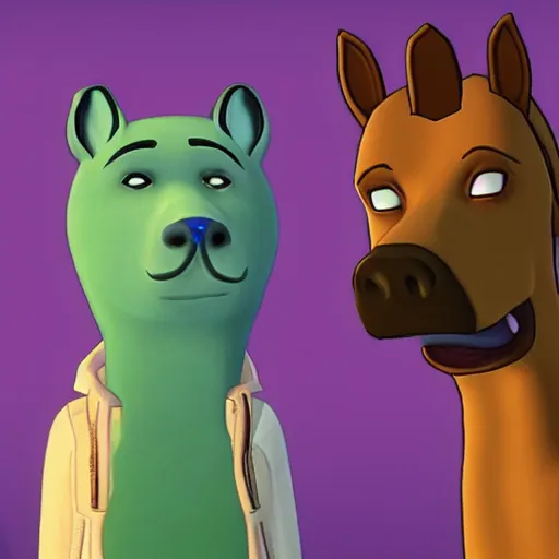 Prompt: Bojack Horseman in the Sims 4