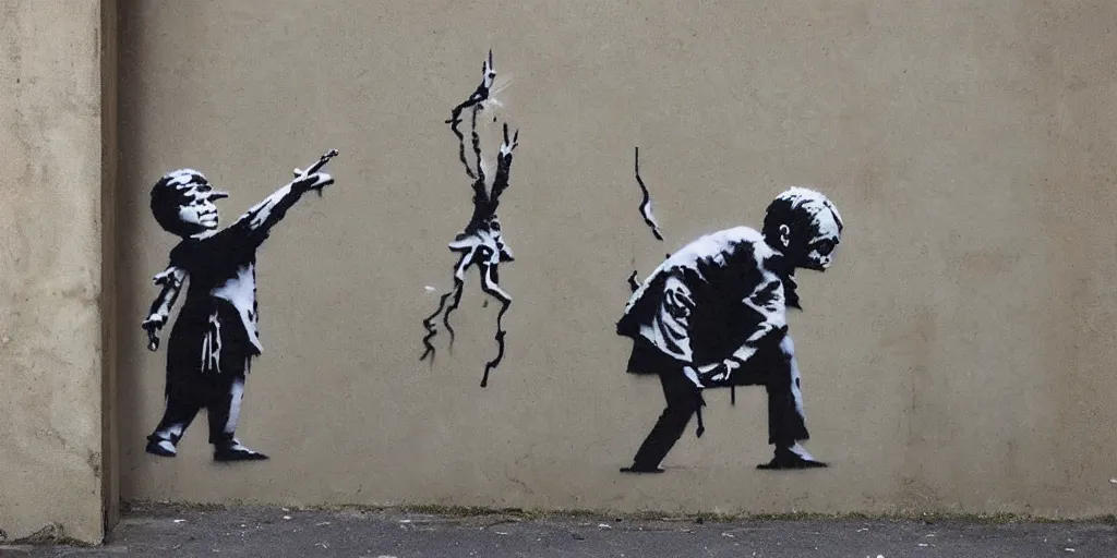 Prompt: street art by banksy, emotional, powerful, thought provoking, beautiful, 4k, 8k, graffiti