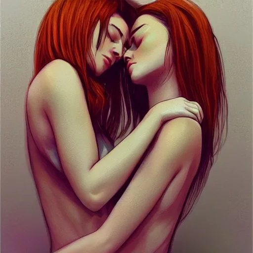 Prompt: woman love woman, by 3 8 0 light & color female reference picturessweet hugs, trending on artstation, intricate details