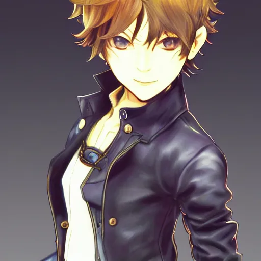 Prompt: Portrait of Naoto Shirogane from Persona 4, made by Akihiko Yoshida, in the style of Bravely Default II, Highly detailed, fantasy themed, dynamic posing