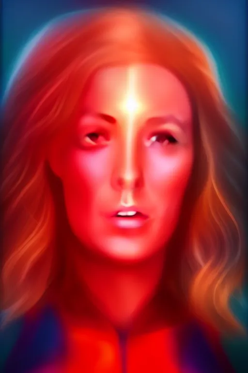 Image similar to Blake Lively as Captain Marvel high quality digital painting in the style of LIto, Junji