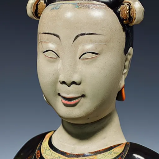 Prompt: ancient chinese ceramic depicting bjork