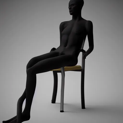 Prompt: chair with human legs instead of legs, hyperrealistic render, highly detailed, 4k, artstation