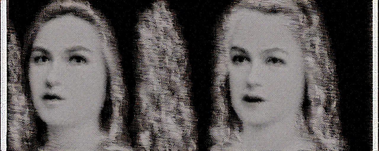 Image similar to vhs static overlay of marian apparition, vhs, 1 9 9 0, highly realistic, highly detailed, vhs noise static, black and white, vhs glitch