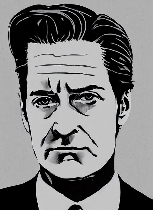 Prompt: portrait of kyle maclachlan as dale cooper by joshua budich