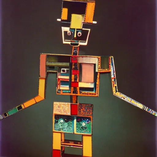 Image similar to A Mayan cyborg, by Nam June Paik, Man Ray, Annie Liebovitz